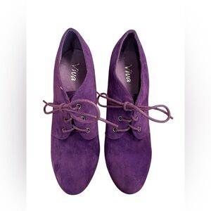 Women's Viva Purple Suede Lace-Up Wedge Shoes